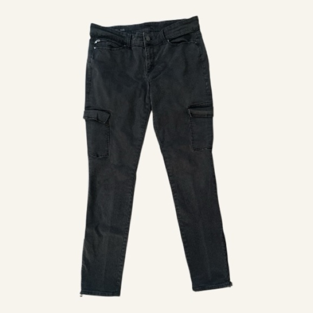 Ann Taylor Women’s Dark Gray Denim Cargo Pant with Zipper Details